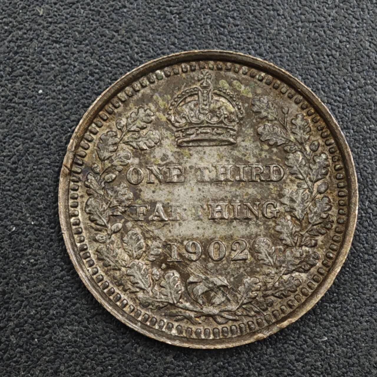 【淘币小摊】实时拍第八百一十七拍   散币场   满百包邮可预留二周 每周一统一发货   英国1902年爱德华七世1/3法新铜币殖民地使用