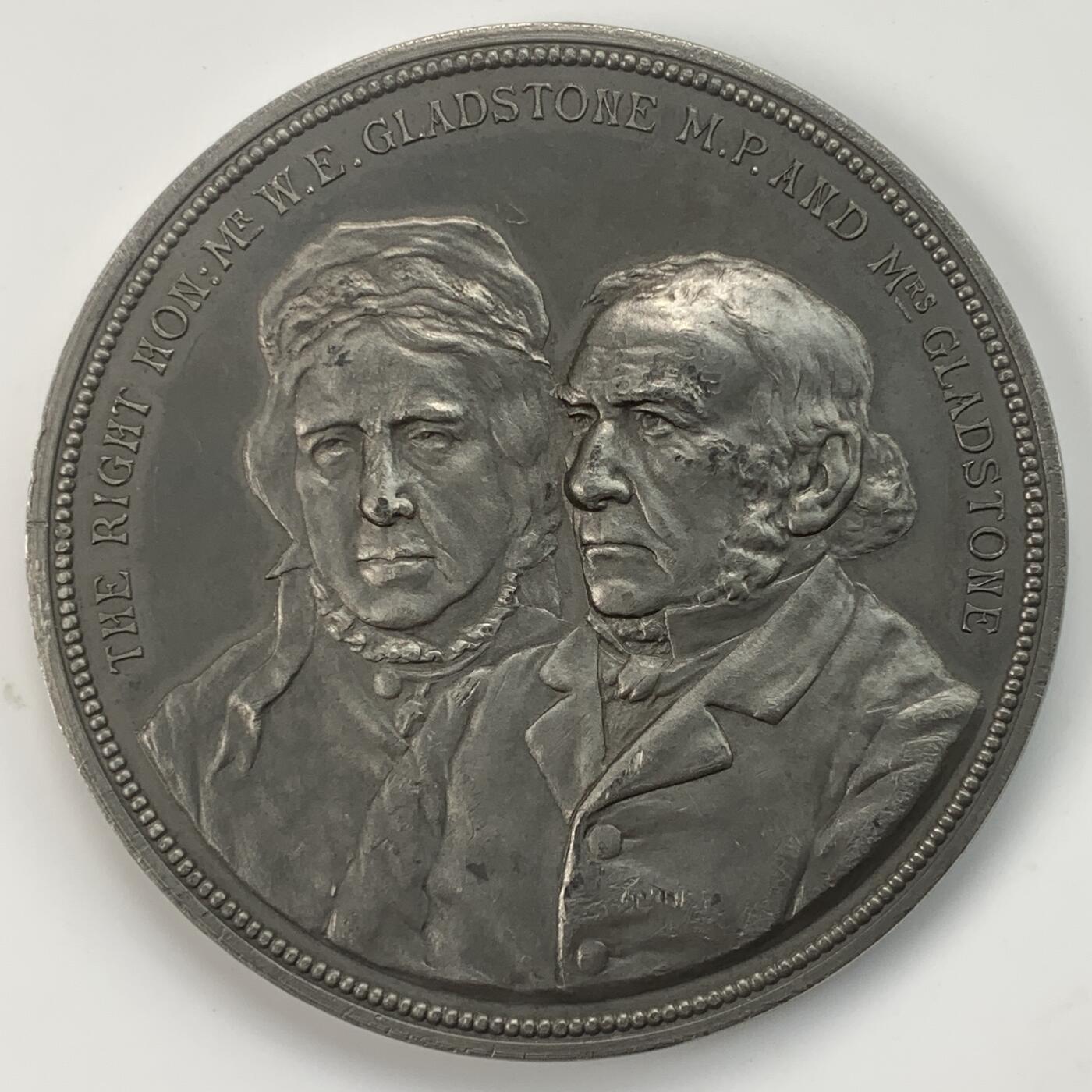 掌中浮雕-藏着的欧洲第044场 1889年格拉德斯通金婚纪念章 , 60mm， L .C. Lauer雕刻，合金材质，非常精美，罕见！