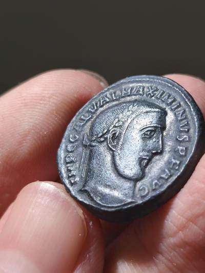 极美品！古罗马马克西米努斯戴亚7.48g，大型洗银富力，非常漂亮，精美的一枚