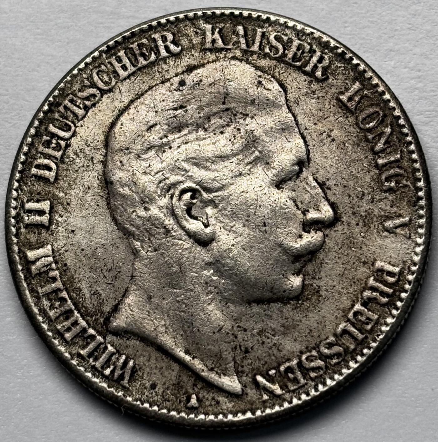 文馨钱币收藏第 283 场，【大雪鉴珍，寒英缀金】金银纪念币精品场，诚邀您的参与【长期接代拍品】 1907 年德国普鲁士威廉二世 5 马克长翅鹰银币 A 版