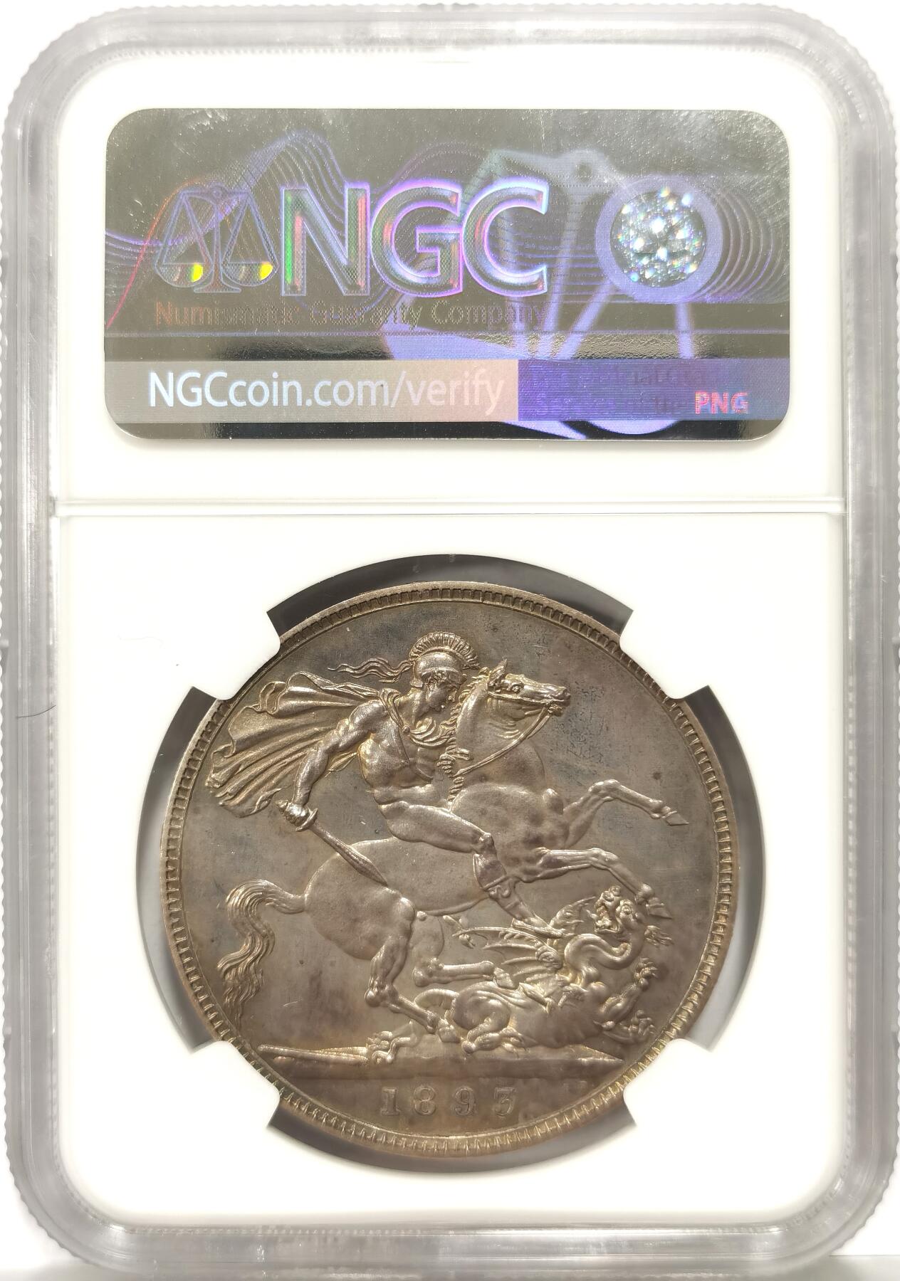 博洋堂世界钱币拍卖第150期（全场包邮） NGC PF64 英国1893年维多利亚女王精制披纱马剑 英系经典品种，越来越少见，该枚底板、彩、状态、细节都很不错，值得终藏；