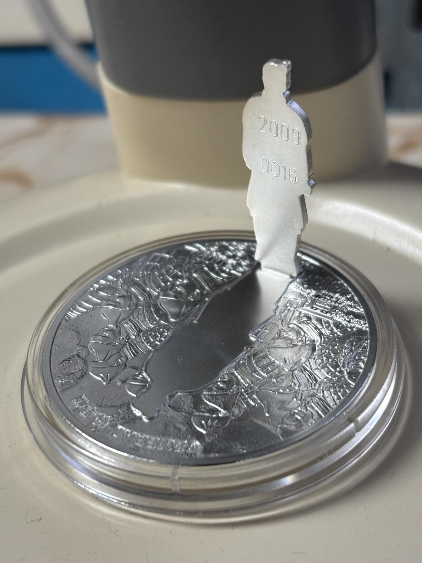 第184期拍卖 老挝2009年兵马俑3D立体镶嵌彩色精制纪念银币4枚，925银，1盎司*4.发行2000套