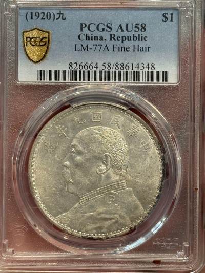 币然PCGS机制币专场第三场 - PCGS AU58九精爆满发丝