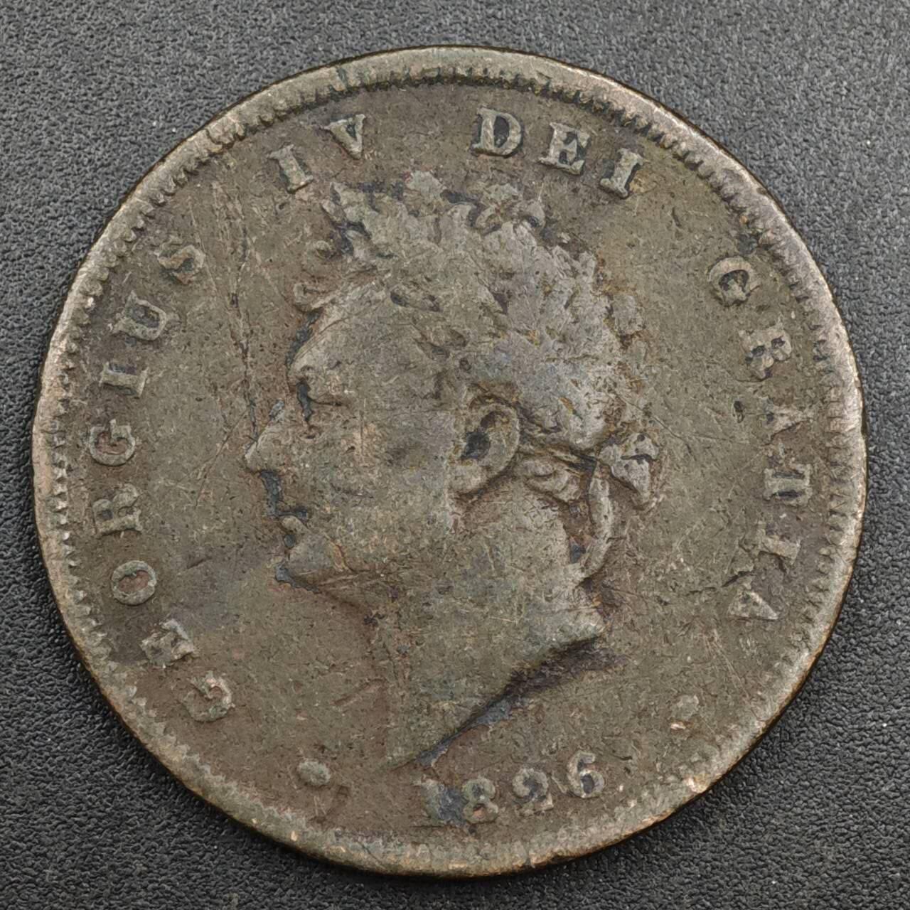 【淘币小摊】实时拍第八百一十七拍   散币场   满百包邮可预留二周 每周一统一发货   英国1826年乔治四世一便士铜币