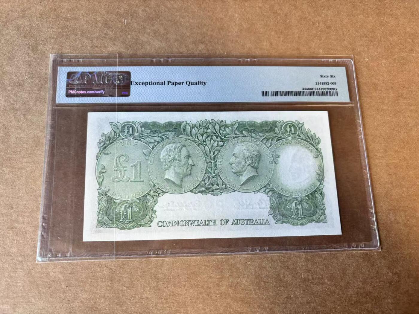 【Blue Auction】世界纸币精拍第758期——18级TOP拍卖/信誉/品质/专业/高效💫 【千位小号】澳大利亚 1961-65年1镑 石膏版女王 PMG66EPQ 