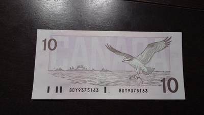 世界钱币～微拍第218期暨2025年第58期  老库存低价起拍 - 1989年加拿大10元鸟版 全新绝品无4尾号5163