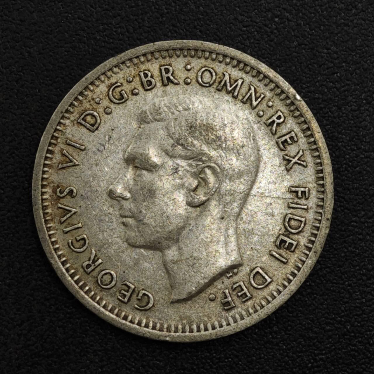 【淘币小摊】实时拍第八百一十七拍   散币场   满百包邮可预留二周 每周一统一发货   澳大利亚1951年乔治六世3便士银币