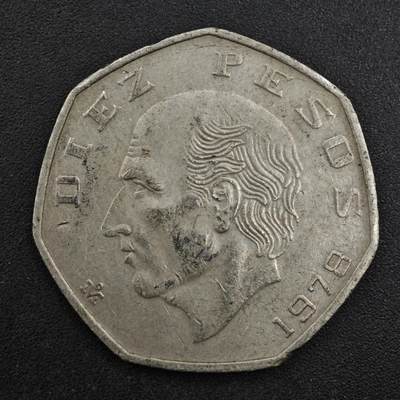 【淘币小摊】实时拍第八百一十七拍   散币场   满百包邮可预留二周 每周一统一发货   - 墨西哥1978年10比索镍币