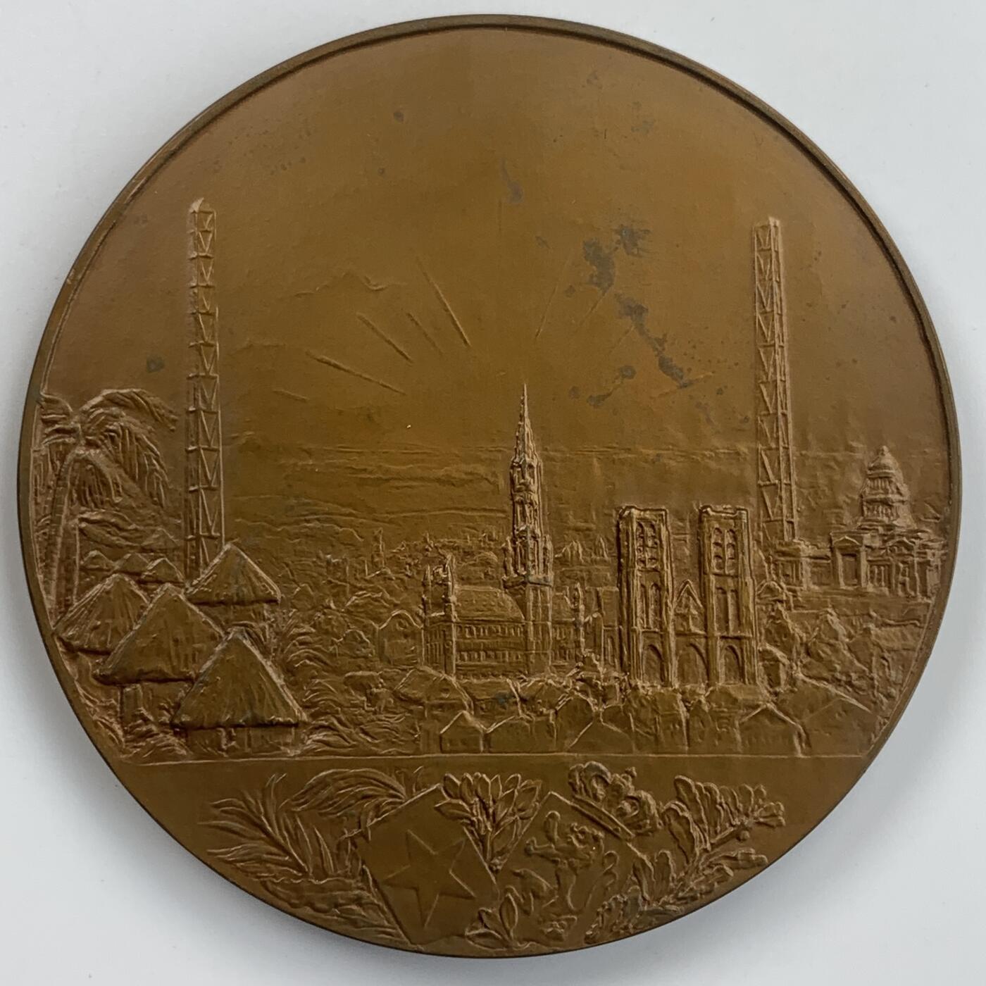 掌中浮雕-藏着的欧洲第044场 1937年比利时&比属刚果互通飞机和无线电纪念章， 70mm