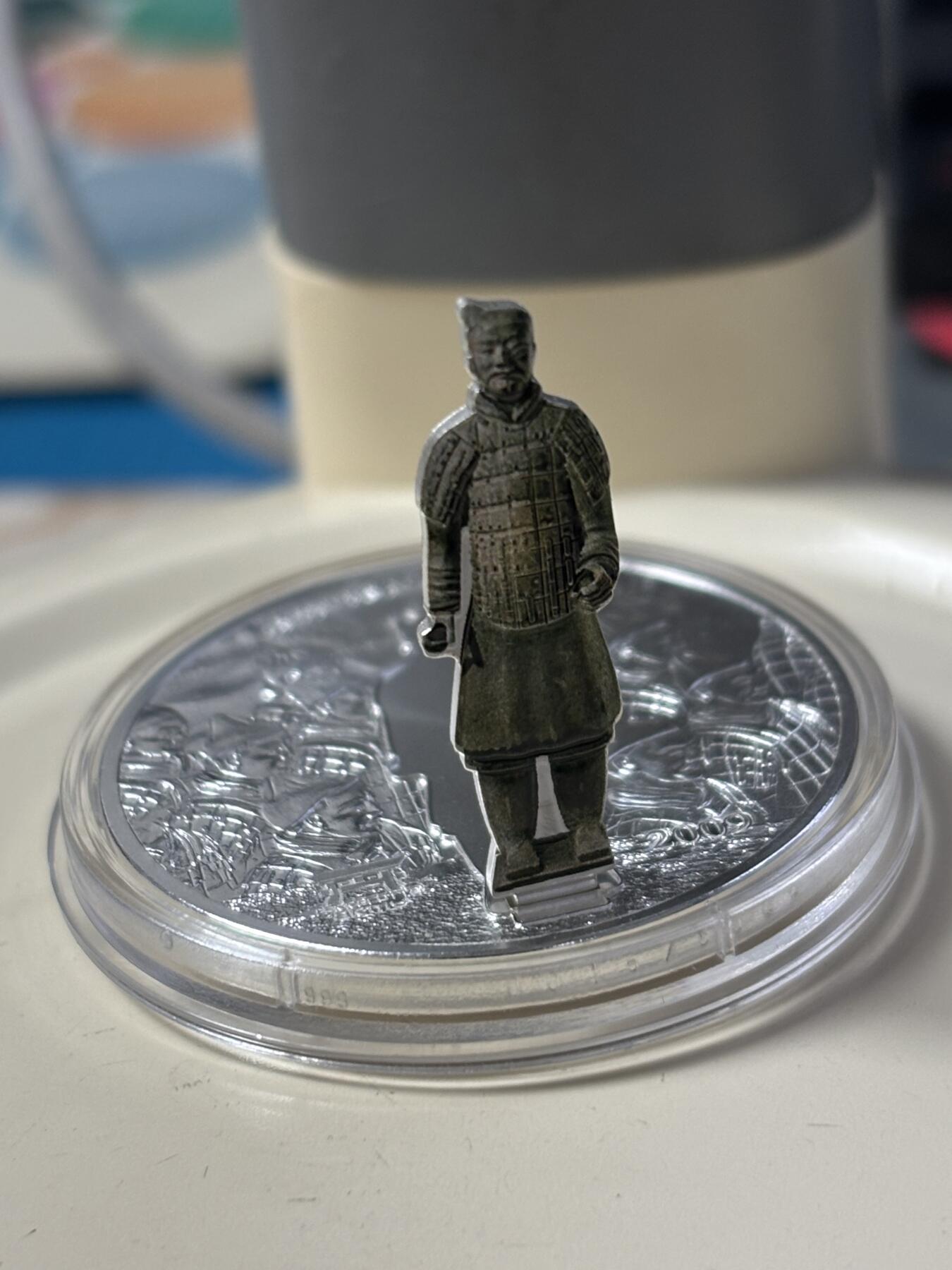 第184期拍卖 老挝2009年兵马俑3D立体镶嵌彩色精制纪念银币4枚，925银，1盎司*4.发行2000套