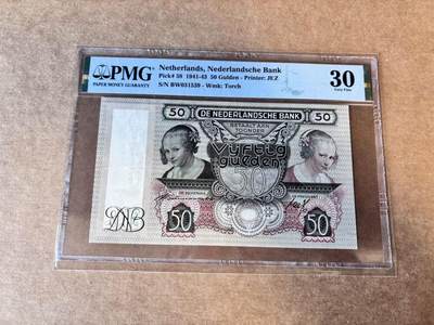 【Blue Auction】世界纸币精拍第758期——18级TOP拍卖/信誉/品质/专业/高效💫 - 【无47】荷兰 1941年50盾 吃牡蛎的小女孩 PMG30