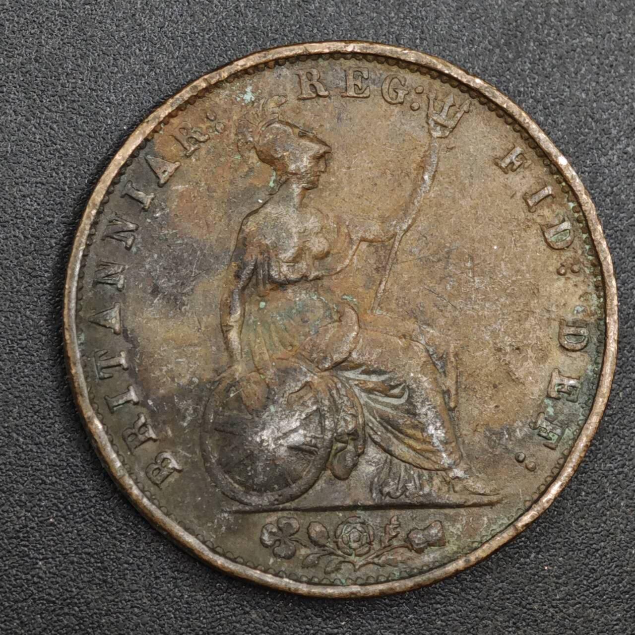 【淘币小摊】实时拍第八百一十七拍   散币场   满百包邮可预留二周 每周一统一发货   英国1853年维多利亚半便士铜币