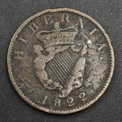【淘币小摊】实时拍第八百一十七拍   散币场   满百包邮可预留二周 每周一统一发货   - 爱尔兰1822年乔治四世半便士铜币