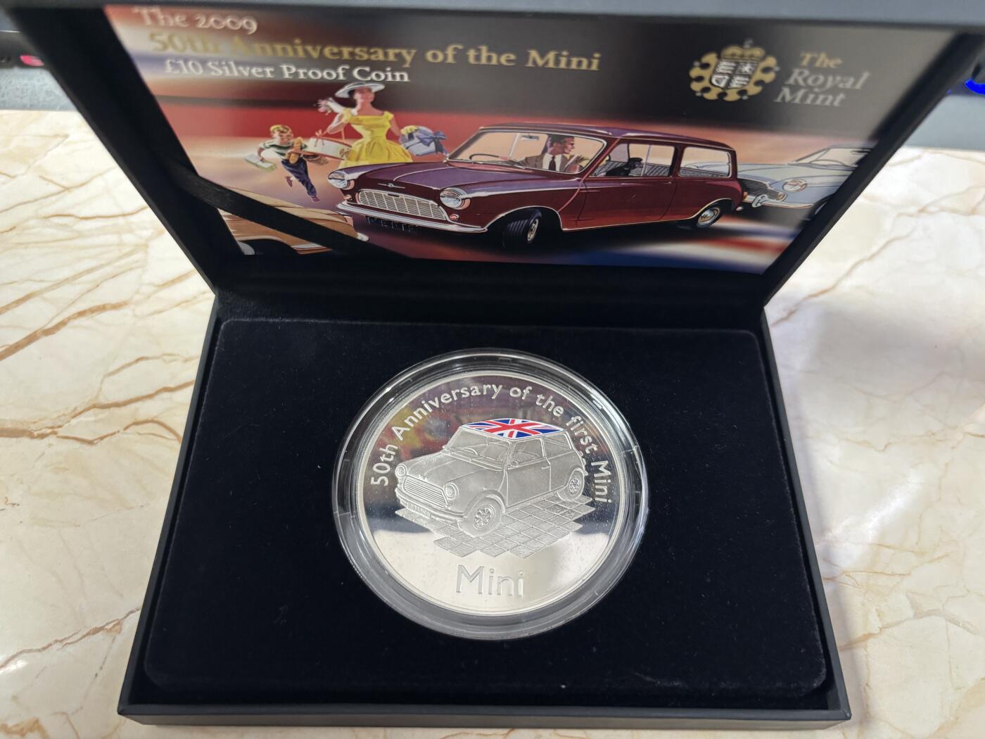 第184期拍卖 奥尔德尼2009年Mini迷你汽车50周年5盎司彩色银币，925银，发行500枚银价1994