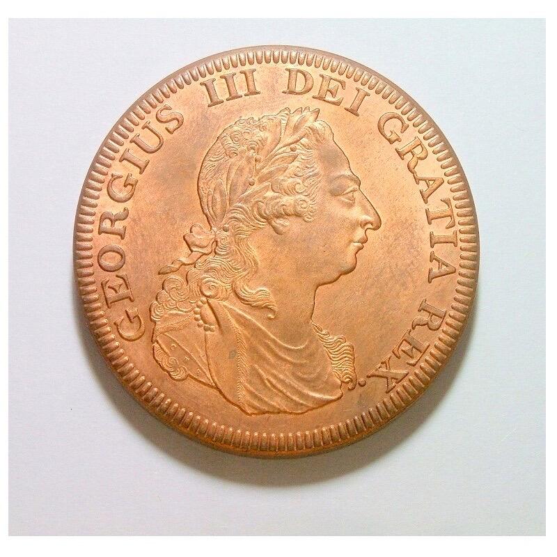 英国1798年 乔治三世+海神高浮雕精制大铜章 40MM厚4MM