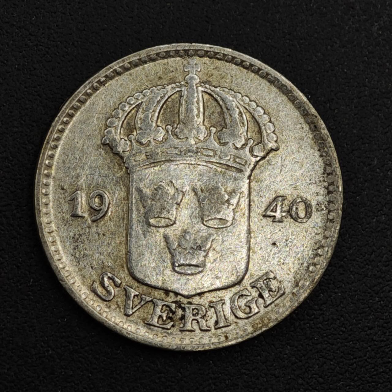 【淘币小摊】实时拍第八百一十七拍   散币场   满百包邮可预留二周 每周一统一发货   瑞典1940年25欧尔银币