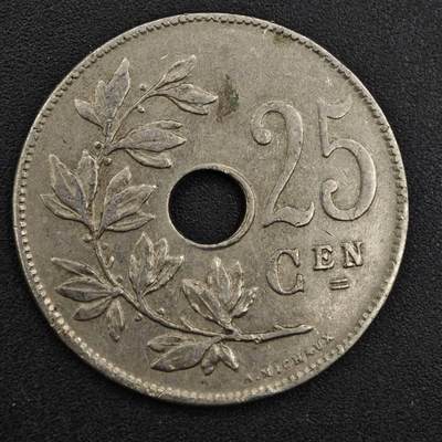 【淘币小摊】实时拍第八百一十七拍   散币场   满百包邮可预留二周 每周一统一发货   - 比利时1921年25分镍币