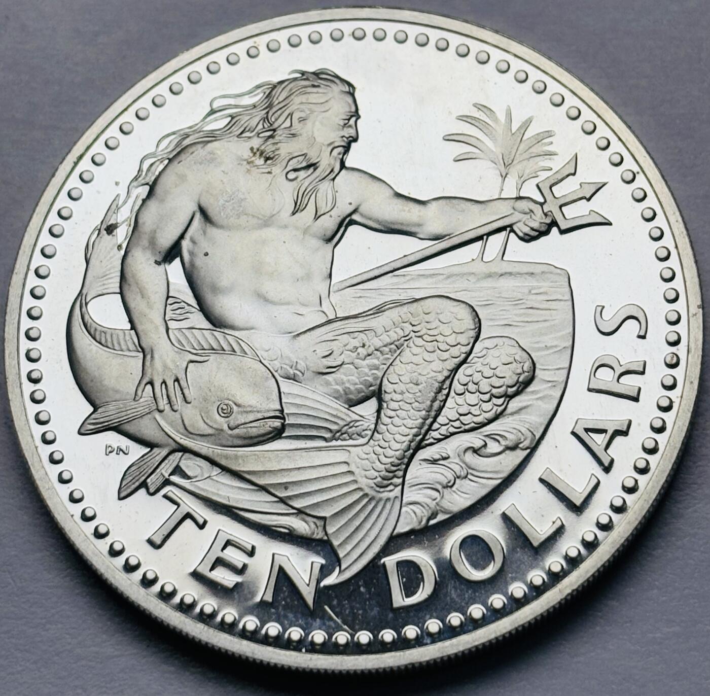 文馨钱币收藏第 283 场，【大雪鉴珍，寒英缀金】金银纪念币精品场，诚邀您的参与【长期接代拍品】 全新 1973 年巴巴多斯 10 元精制大银币，首发年 37.9 克 925 高银