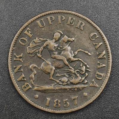 【淘币小摊】实时拍第八百一十七拍   散币场   满百包邮可预留二周 每周一统一发货   - 上加拿大1857年马剑半便士铜币代币