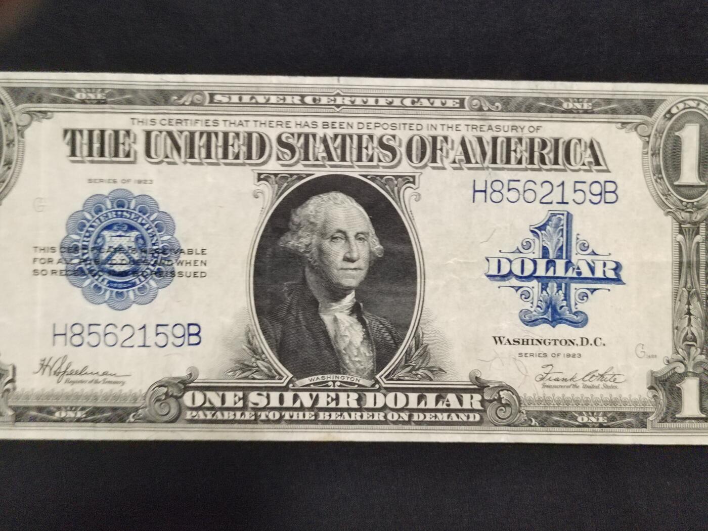 美国早期银币券，1923年，大尺寸版