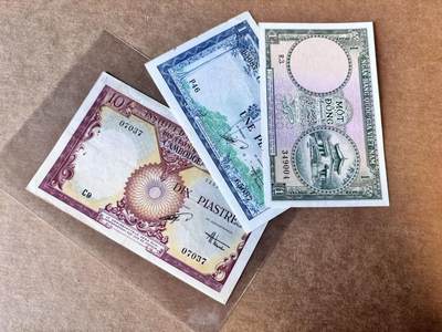 【Blue Auction】世界纸币精拍第758期——18级TOP拍卖/信誉/品质/专业/高效💫 - 【一组3张】南越&法属印支1-10盾（皮） 品相如图