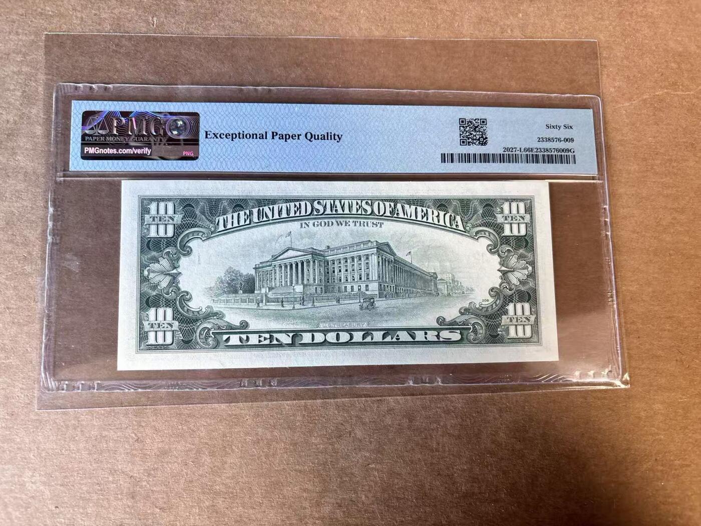 【Blue Auction】世界纸币精拍第758期——18级TOP拍卖/信誉/品质/专业/高效💫 美国 1985年10美金 PMG66EPQ 旧金山版