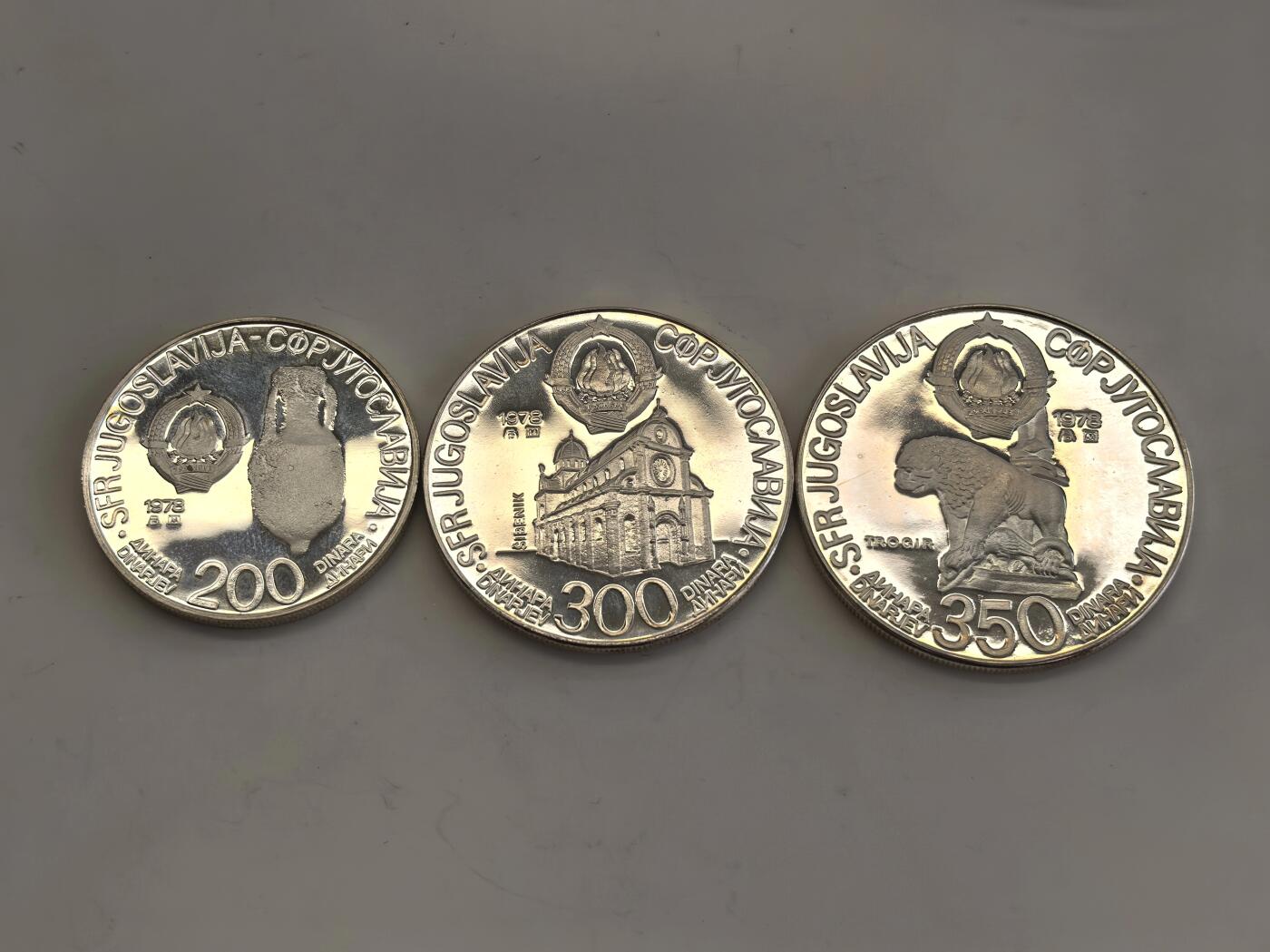 博洋堂世界钱币拍卖第150期（全场包邮） 南斯拉夫1979年铁托150、250、400第纳尔精制银币3枚