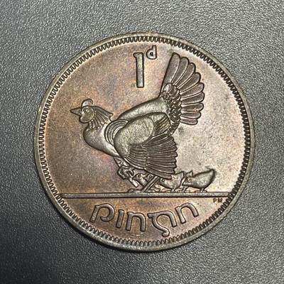 回流1208 - 爱尔兰1968年1便士青铜币 母鸡带小鸡 1971年退出流通