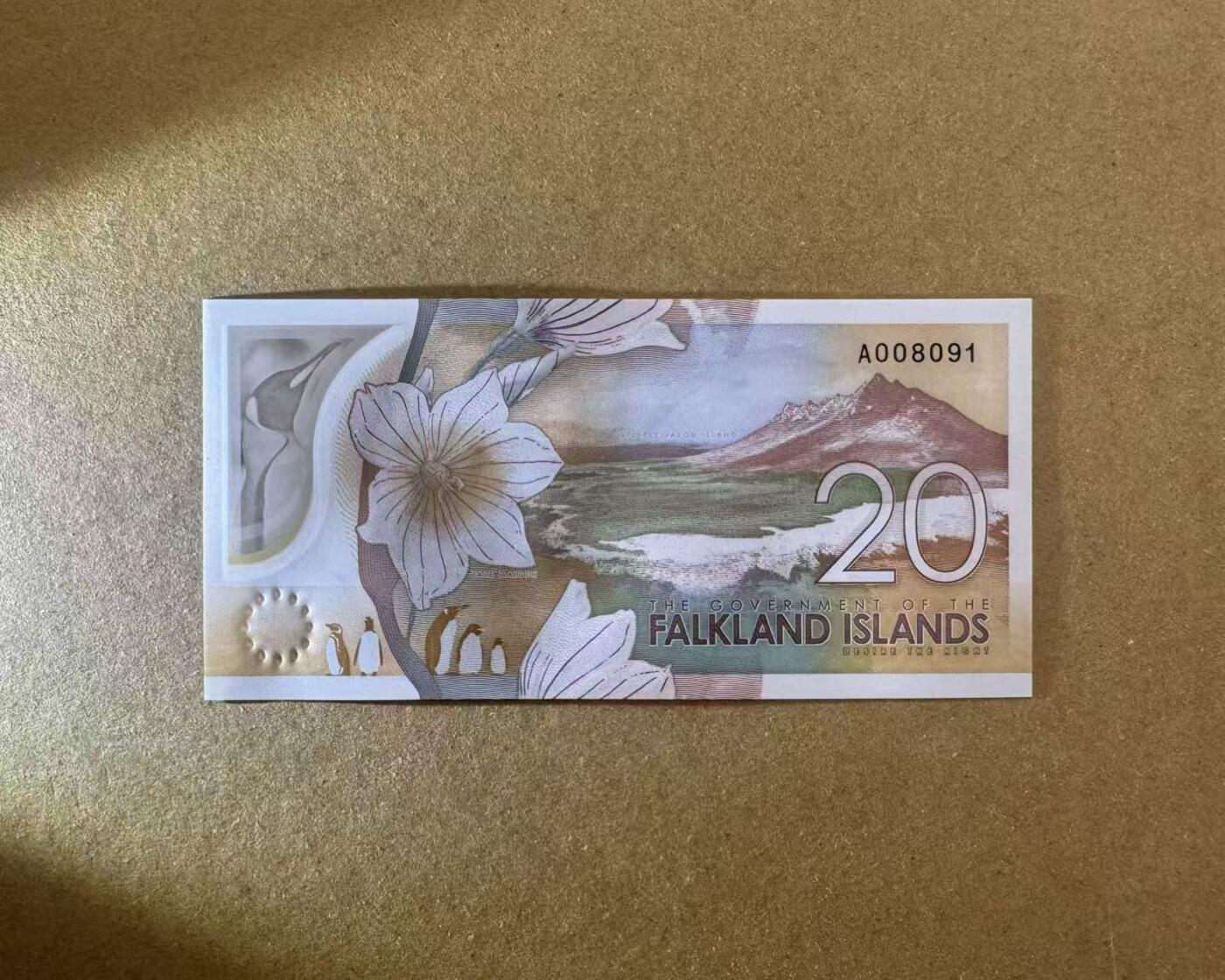 【Blue Auction】世界纸币精拍第758期——18级TOP拍卖/信誉/品质/专业/高效💫 【A冠倒置号】福克兰群岛 2025年20镑 全新UNC