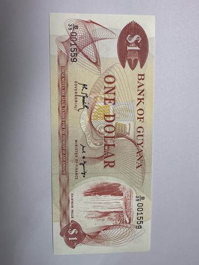 12.5纸币专场 - 1966-92年 美洲 圭亚那1元 全新UNC