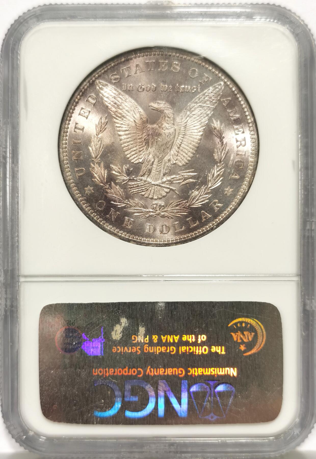 博洋堂世界钱币拍卖第150期（全场包邮） NGC MS64 美国1885年摩根银币 收藏级彩摩根，正面红褐金、背面淡粉紫，底板很好，光度也很好；