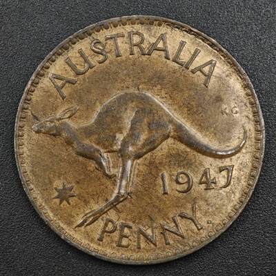 【淘币小摊】实时拍第八百一十七拍   散币场   满百包邮可预留二周 每周一统一发货   - 澳大利亚1947年乔治六世一便士袋鼠铜币