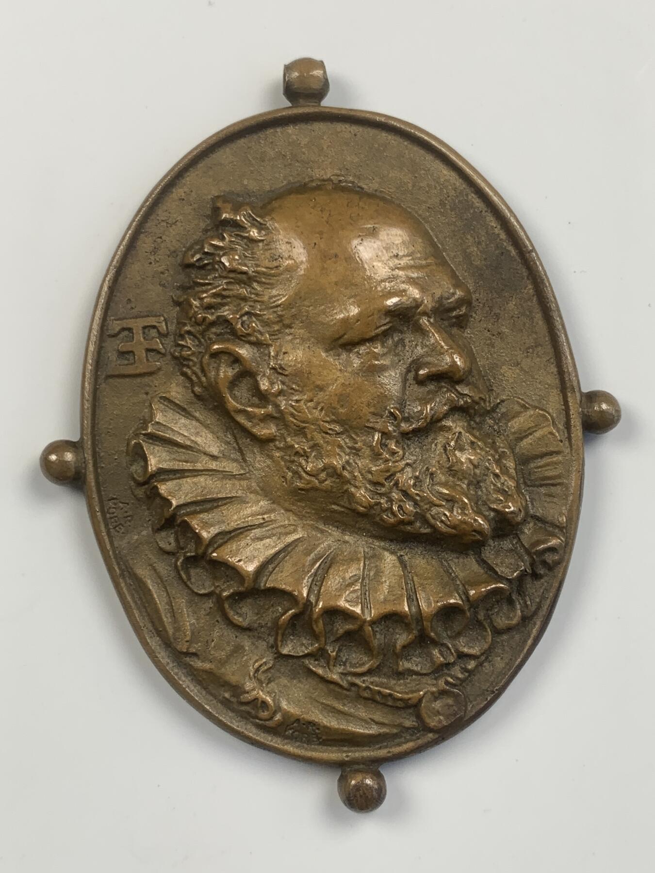 掌中浮雕-藏着的欧洲第044场 1890年奥地利维也纳艺术协会铜章，53.5*68.5mm，雕刻大师安东.沙夫（A.Scharff）作品，非常稀少罕见（背面部分文字被当时佩戴者抹去，已形成百年包浆)