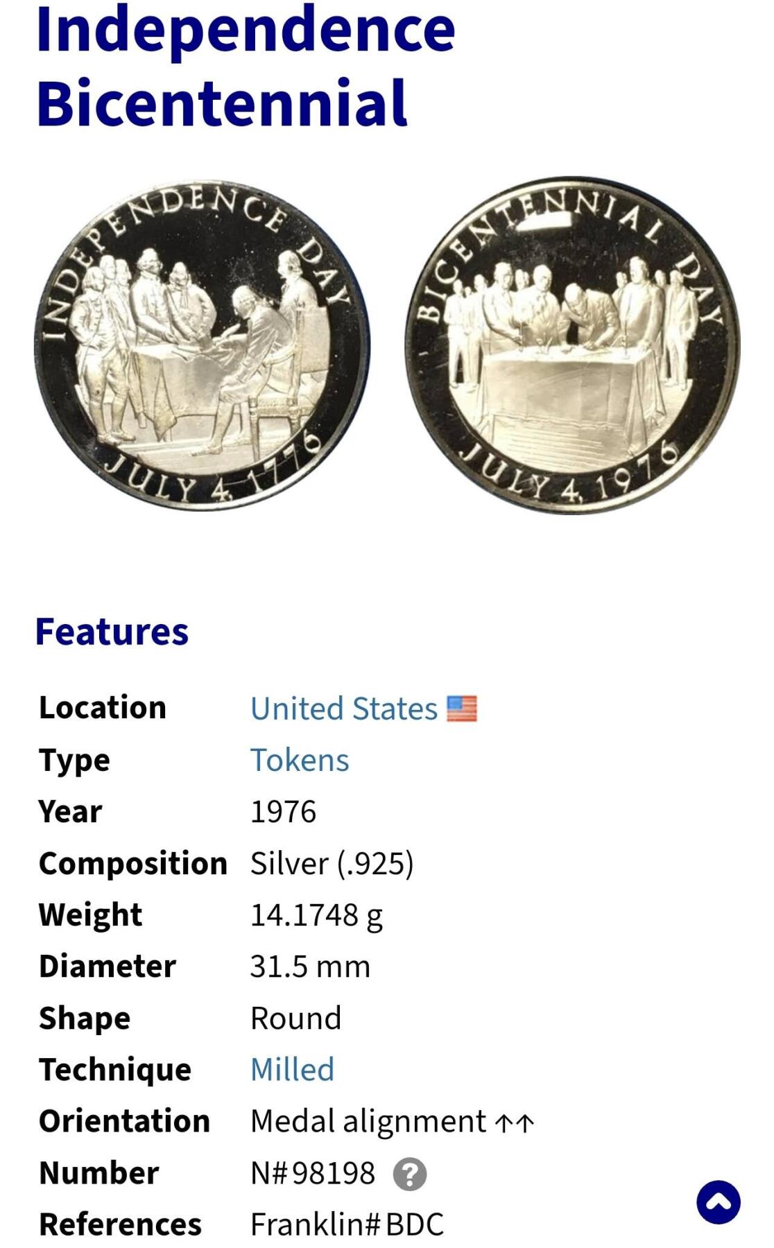 【俄甄集藏】2025年(045)12-03 星期三 晚 19:30 全场包邮 美国1976年纪念建国200周年精制银章邮币封，富兰克林造币厂制造，银章重14.1748克，含银量：92.5银，外皮有老化开裂