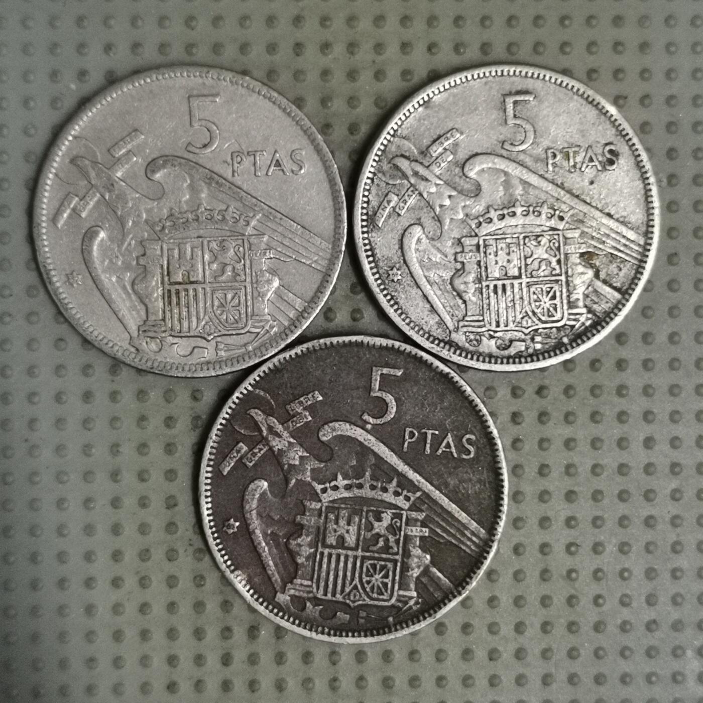 2025年第131场各国散币拍卖（总第131场） 西班牙1957年版5比塞塔3枚