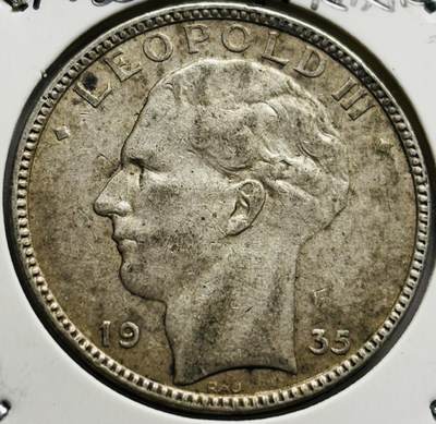 文馨钱币收藏第 283 场，【大雪鉴珍，寒英缀金】金银纪念币精品场，诚邀您的参与【长期接代拍品】 - 少见好品 1935 年比利时利奥波德三世 20 法郎大银币，680 银，只发行两年关门版