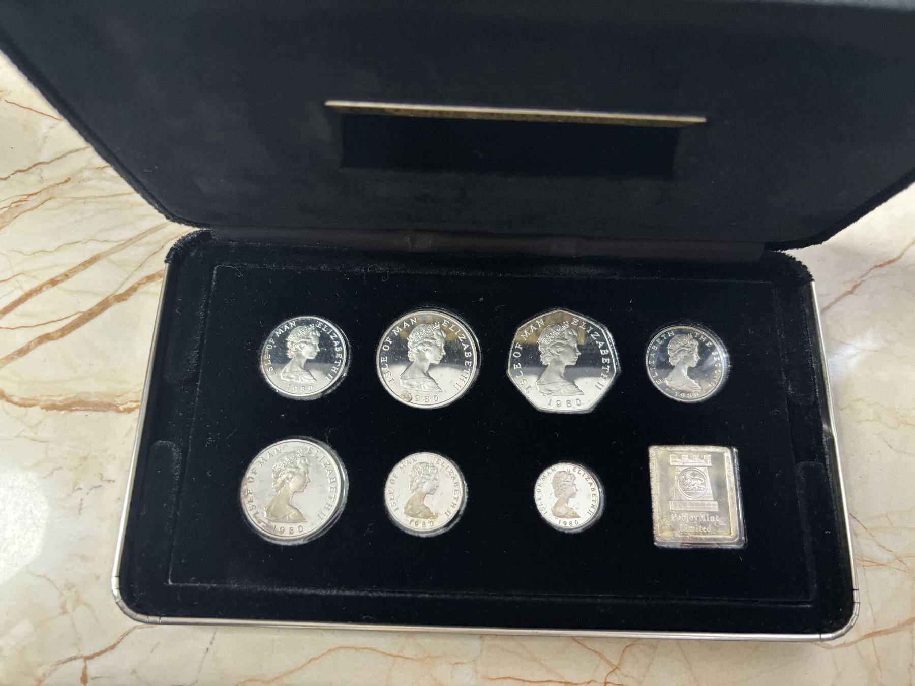 第184期拍卖 马恩岛1980年年度全银精制纪念银币7枚全套，发行量10000套