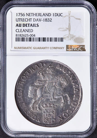 【俄甄集藏】2025年(045)12-03 星期三 晚 19:30 全场包邮 - 荷兰乌得勒支1756年马剑七世1杜卡特大银币，NGC AUD，原味酱彩老包浆，名誉品种