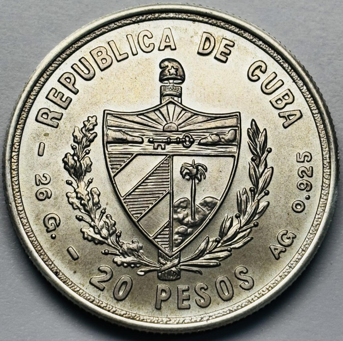 文馨钱币收藏第 283 场，【大雪鉴珍，寒英缀金】金银纪念币精品场，诚邀您的参与【长期接代拍品】 原光品相古巴1979年20比索 银币 不结盟国家峰会26克925银，独年份版