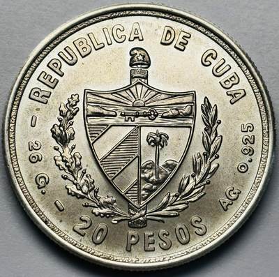 文馨钱币收藏第 283 场，【大雪鉴珍，寒英缀金】金银纪念币精品场，诚邀您的参与【长期接代拍品】 - 原光品相古巴1979年20比索 银币 不结盟国家峰会26克925银，独年份版