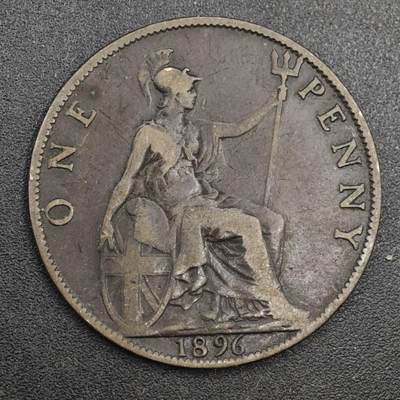 【淘币小摊】实时拍第八百一十七拍   散币场   满百包邮可预留二周 每周一统一发货   - 英国1896年维多利亚一便士铜币