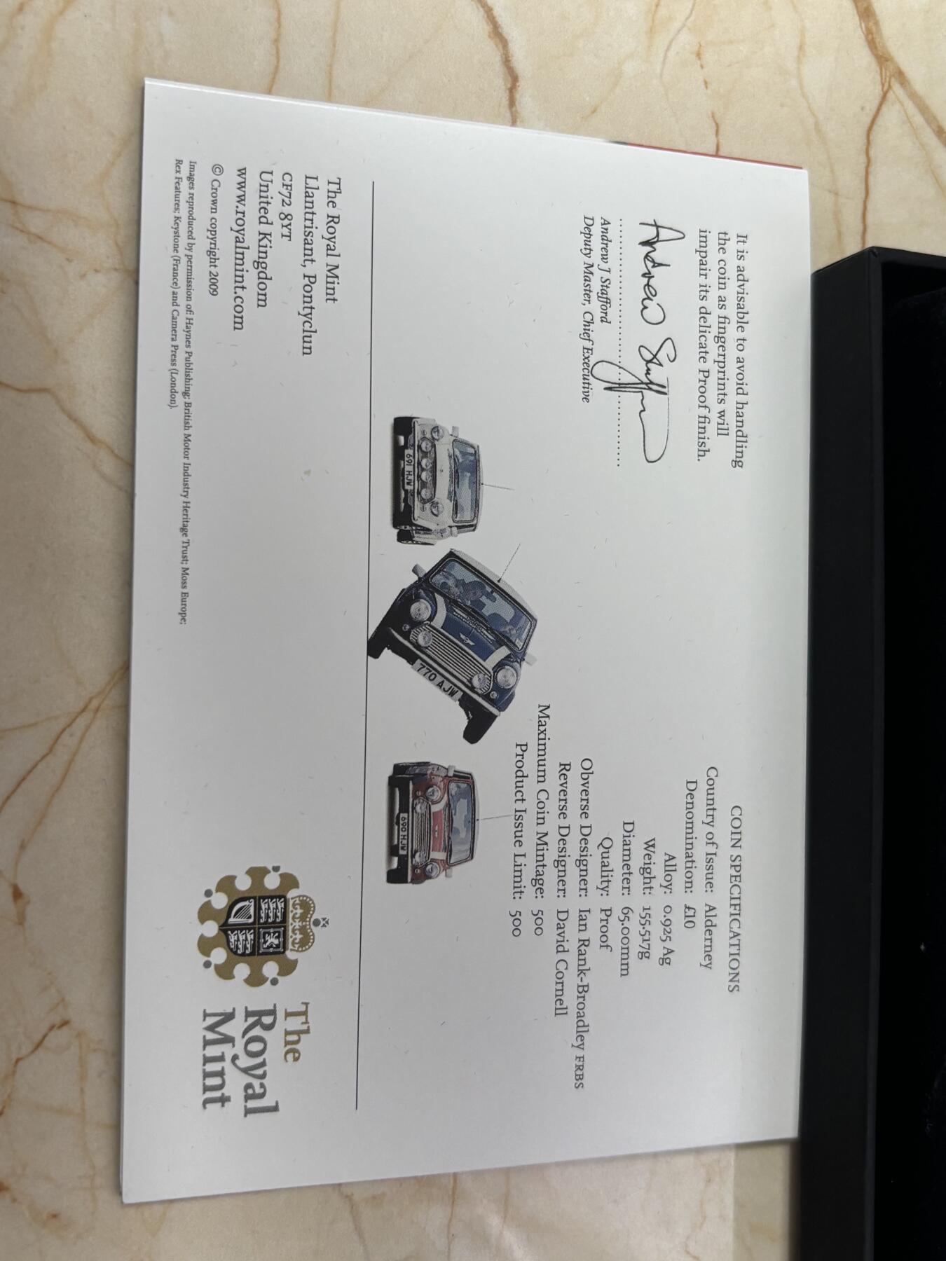 第184期拍卖 奥尔德尼2009年Mini迷你汽车50周年5盎司彩色银币，925银，发行500枚银价1994