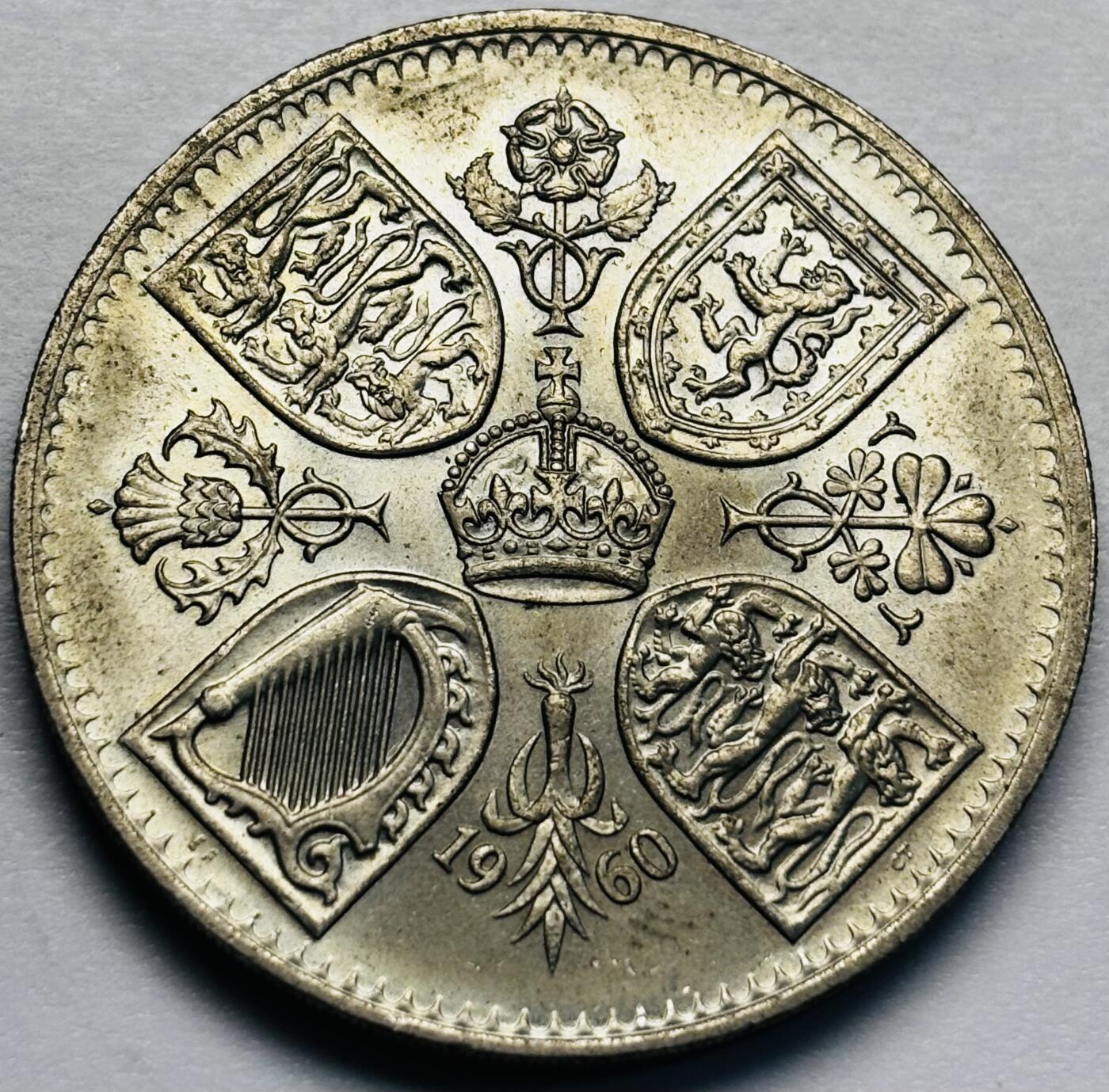 文馨钱币收藏第 283 场，【大雪鉴珍，寒英缀金】金银纪念币精品场，诚邀您的参与【长期接代拍品】 原光好品1960女王纽约博览会纪念5先令克朗币