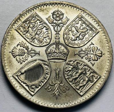 文馨钱币收藏第 283 场，【大雪鉴珍，寒英缀金】金银纪念币精品场，诚邀您的参与【长期接代拍品】 - 原光好品1960女王纽约博览会纪念5先令克朗币