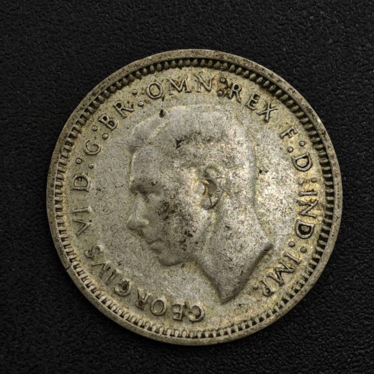 【淘币小摊】实时拍第八百一十七拍   散币场   满百包邮可预留二周 每周一统一发货   澳大利亚1948年乔治六世3便士银币