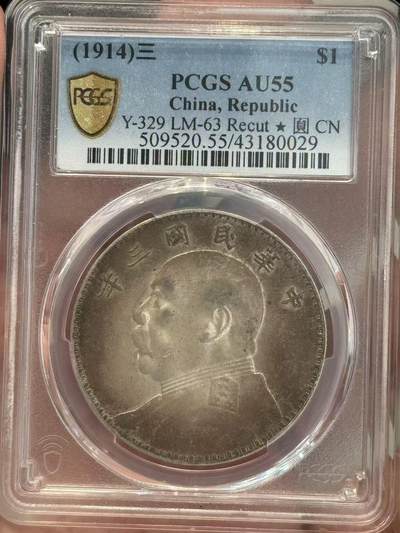 币然PCGS机制币专场第三场 - PCGS AU55五彩竹节花大头