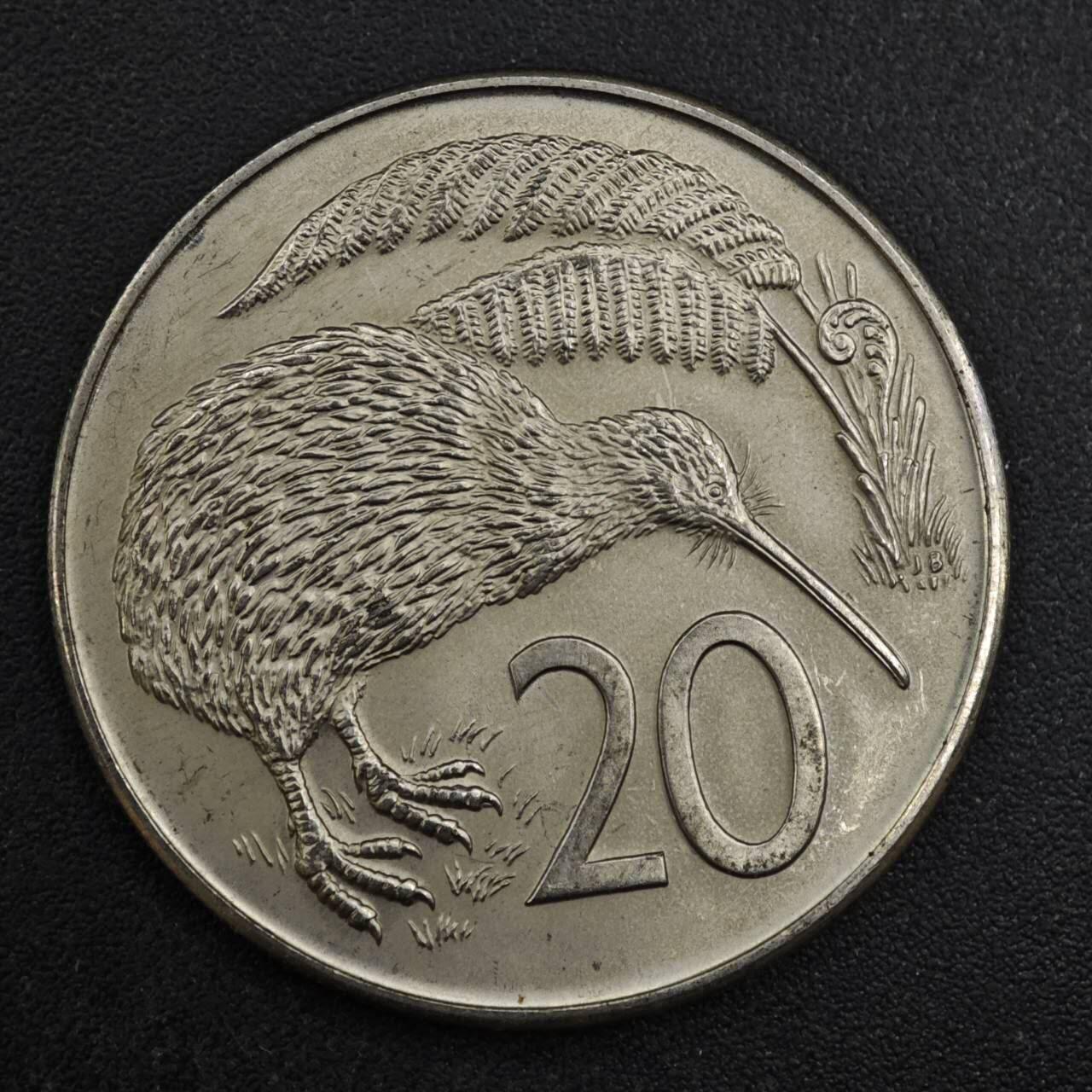 【淘币小摊】实时拍第八百一十七拍   散币场   满百包邮可预留二周 每周一统一发货   新西兰1974年20分几维鸟镍币