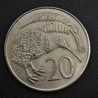 【淘币小摊】实时拍第八百一十七拍   散币场   满百包邮可预留二周 每周一统一发货   - 新西兰1974年20分几维鸟镍币