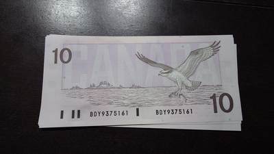 世界钱币～微拍第218期暨2025年第58期  老库存低价起拍 - 1989年加拿大10元鸟版 全新绝品无4尾号5161