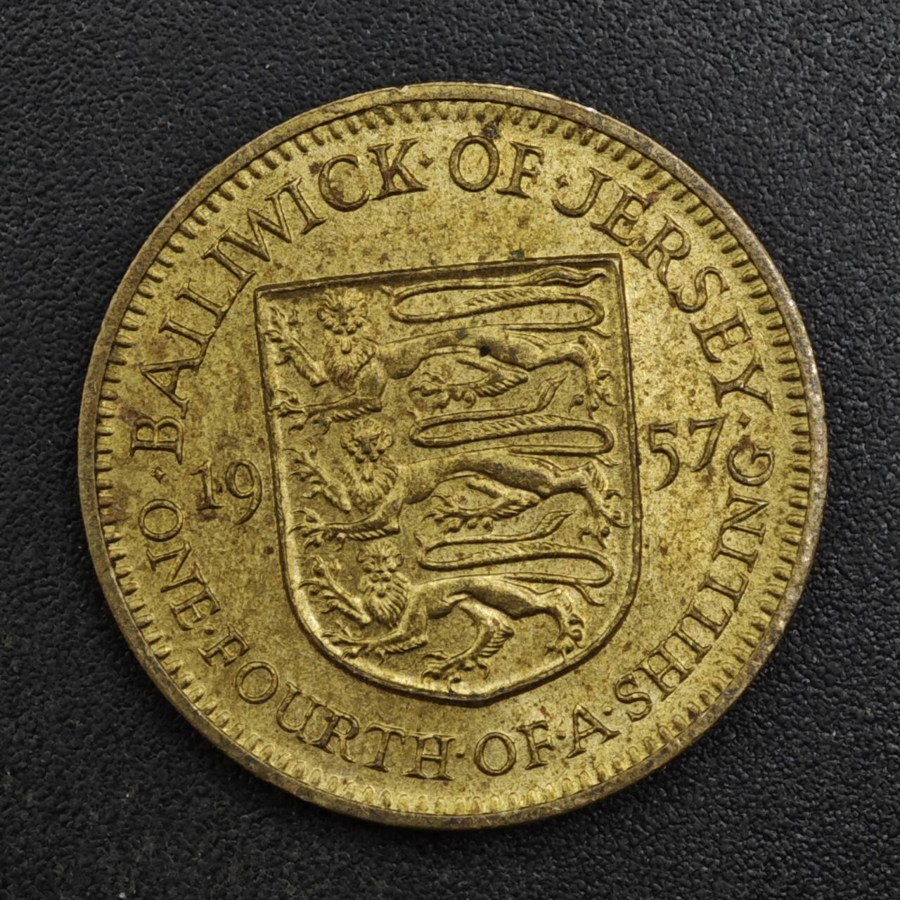 【淘币小摊】实时拍第八百一十七拍   散币场   满百包邮可预留二周 每周一统一发货   泽西岛1957年1/4先令铜币